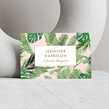Vattenfärgen Tropical Löv Mönster på Rosa