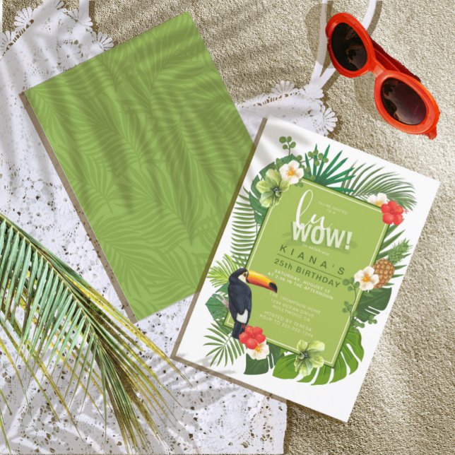 Vattenfärgen Tropical Luau LuWOW! Grönt-ID577 Inbjudningar (Front/Back In Situ)