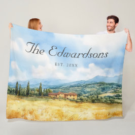 Vattenfärgen Tuscan Mediterranean Family Namn Fleecefilt