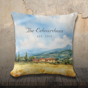 Vattenfärgen Tuscan Mediterranean Family Namn Kudde