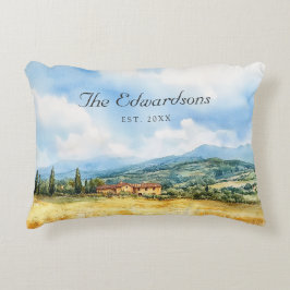 Vattenfärgen Tuscan Mediterranean Family Namn Prydnadskudde