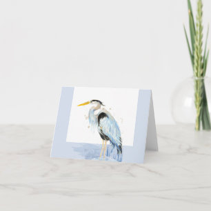 Vattenfärgen Underbar Blå Heron Bird Wildlife Natu Anteckningskort