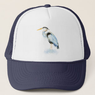 Vattenfärgen Underbar Blå Heron Bird Wildlife Natu Keps