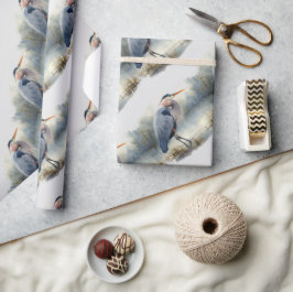 Vattenfärgen Underbar Blå Heron Bird Wildlife Natu Presentpapper