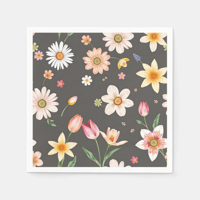 Vattenfärgen Vår Flower Mönster med Daisy Pappersservett (Framsidan)