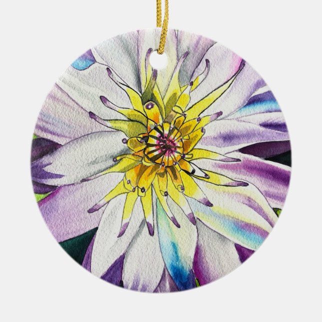 Vattenfärgen vatten lilies bra art julgransprydnad keramik (Framsidan)