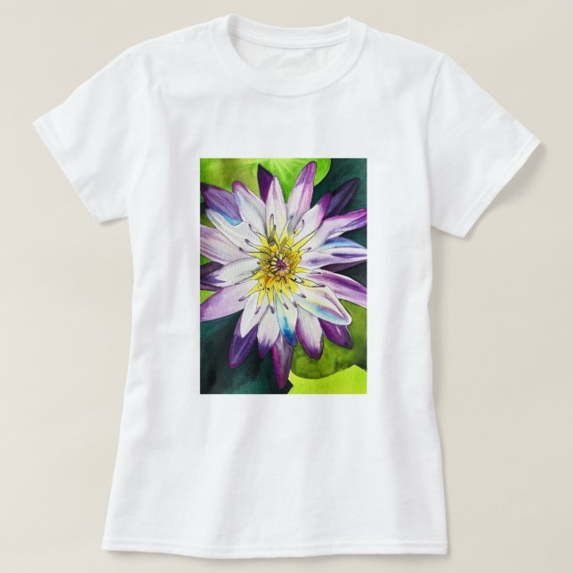 Vattenfärgen vatten lilies bra art t shirt (Design framsida)