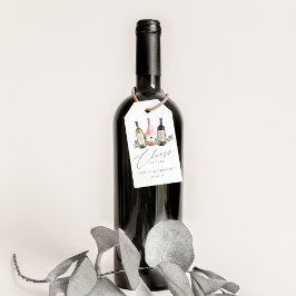 Vattenfärgen Vin Trio Chef till Kärlek Favor Presentetikett