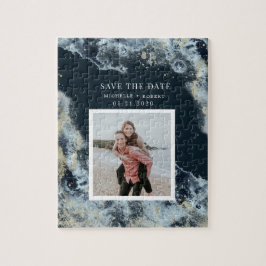 vattenfärgen vinkar kust spara datumet för fotojig pussel