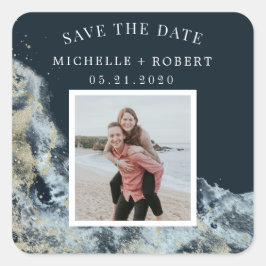 vattenfärgen vinkar kust spara datumfotot fyrkantigt klistermärke