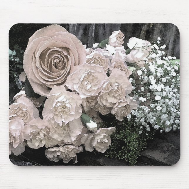 Vattenfärgen Vit ros Carnations Baby's Band Musmatta (Framsidan)