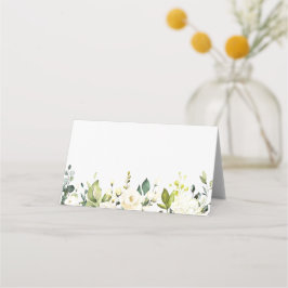 Vattenfärgen Vit ros och Hydrangeas Bröllop Placeringskort