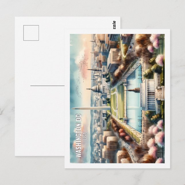 Vattenfärgen Washington DC USA Berömd Travel Ställ Vykort (Fram/baksida)