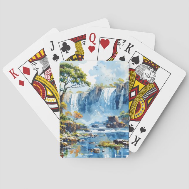 Vattenfärgen Waterfall Victoria Falls Natature Casinokort (Baksidan)