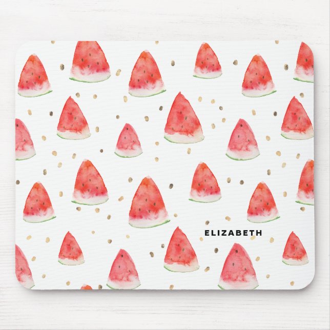 Vattenfärgen Watermelon Slices Mönster Personlig Musmatta (Framsidan)