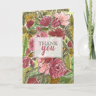 Vattenfärgens Blommigt Kindness och Namnteckning T Kort