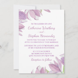 Vattenfärgens Blommigt Lila Lavender Flower Bröllo Inbjudningar