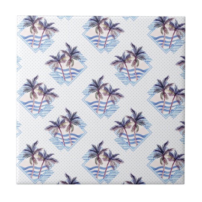 Vattenfärgens Lila Geometric Handflatan Träd Mönst Kakelplatta (Framsidan)