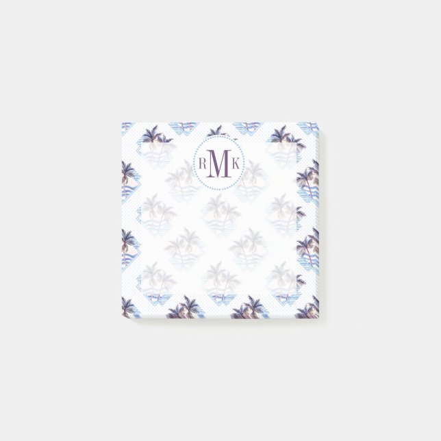 Vattenfärgens Lila Geometric Handflatan Träd Mönst Post-it Block (Framsida)