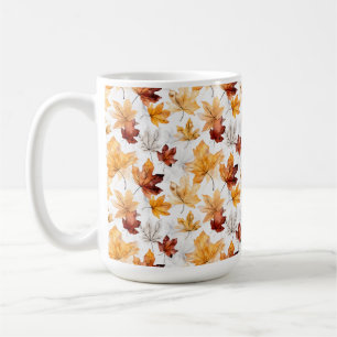 VATTENFÄRGENS ORANGE RÖD VITFALL HÖST LÖV KAFFEMUGG