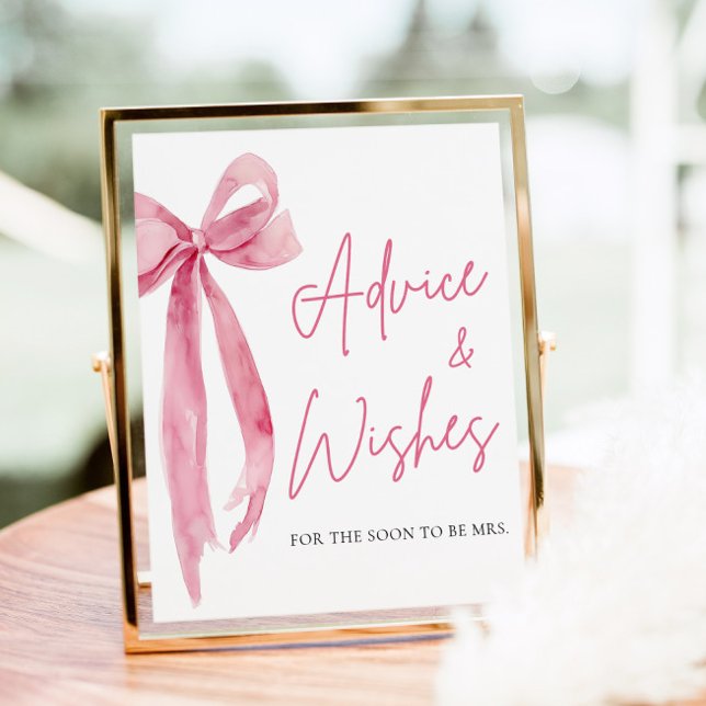 Vattenfärgens  Rosa Bow Advice och Önskemål-tecken Poster (Skapare uppladdad)