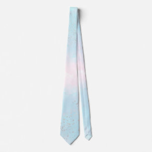 Vattenfärger blåblå Rosa Silver Konfetti Bröllop Slips