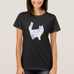 Vattenfärger Cute Roligt Cat Art Päls Meow Animal T Shirt