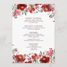 Vattenfärger djupröda trädgårdsblommor meny