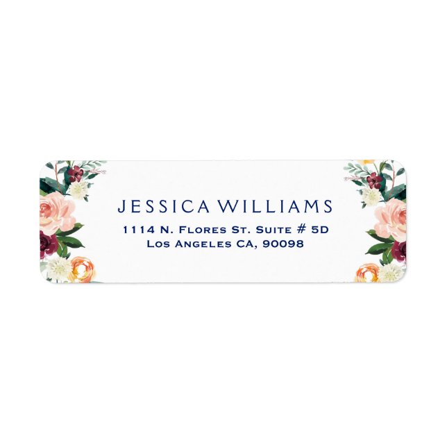 Vattenfärger Färgblommor Returadress Etikett (Framsidan)
