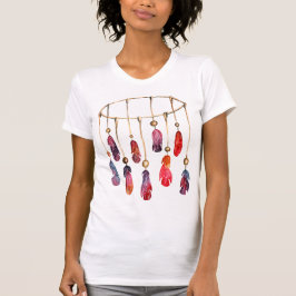Vattenfärger fjädrar mobil tråd t shirt