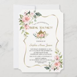 vattenfärger Flowers Guld Möhippa Tea Party Inbjudningar
