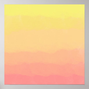 vattenfärger för korall för ny sommarsolnedgång poster