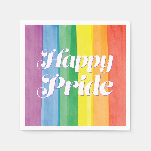 Vattenfärger Glad Pride Regnbåge Pappersservett (Framsidan)