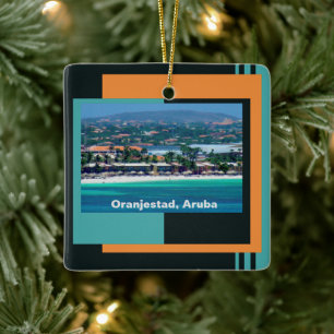 Vattenfärger i Oranjestad, Aruba Julgransprydnad Keramik