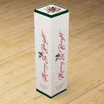 Vattenfärger Julblommor, löv, fåglar Presentask För Vinflaska<br><div class="desc">Modern vattenfärg: botaniska julklappar,  blommor,  löv,  poinsettia,  söta fåglar,  röda bär för en helgdag,  presentboxen vin - elegant,  festliga helgdag.</div>