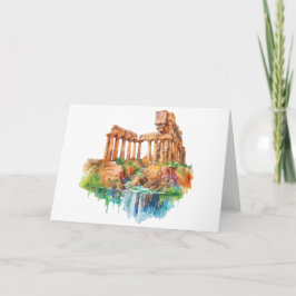 Vattenfärger på Sicilien - Ancient Ruins Notecard Anteckningskort