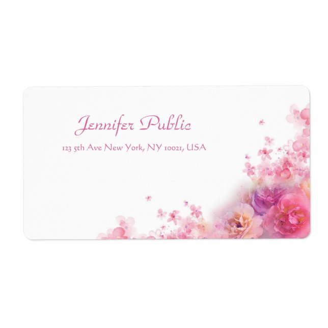 Vattenfärger Ro Blommigt Modern Chic Handskriven Fraktsedel (Framsidan)