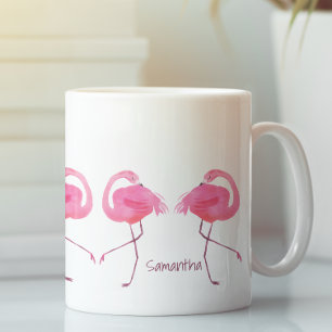 Vattenfärger Rosa Flamingos Illustration Kaffemugg