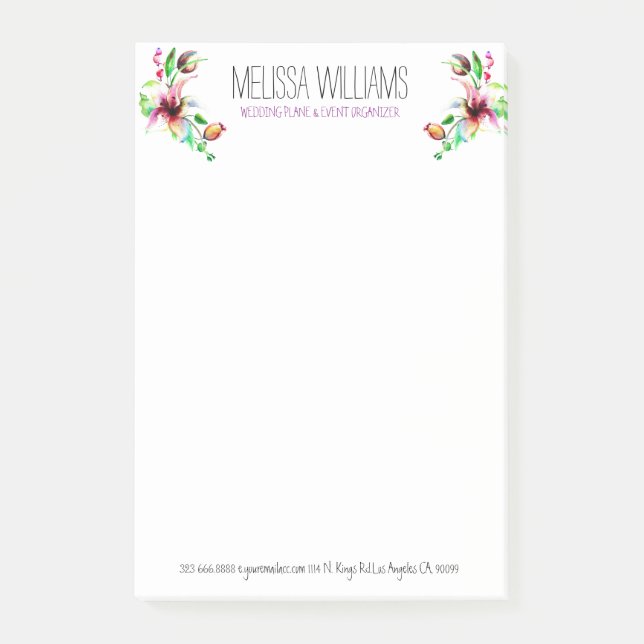 Vattenfärger sommarblommor Färgfull illustration Post-it Block (Framsida)