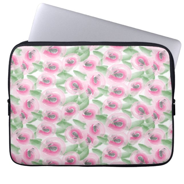 Vattenfärgers Blommigt Laptop Fodral (Framsidan)
