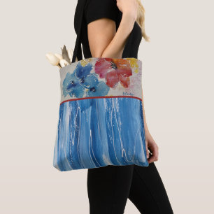 Vattenfärgers Blommigtar Tote Bag Tygkasse