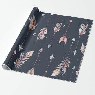 Vattenfärgers kråkor och fjädrar mönster presentpapper