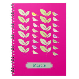 Vattenfärgfåglar och Löv Anteckningsbok