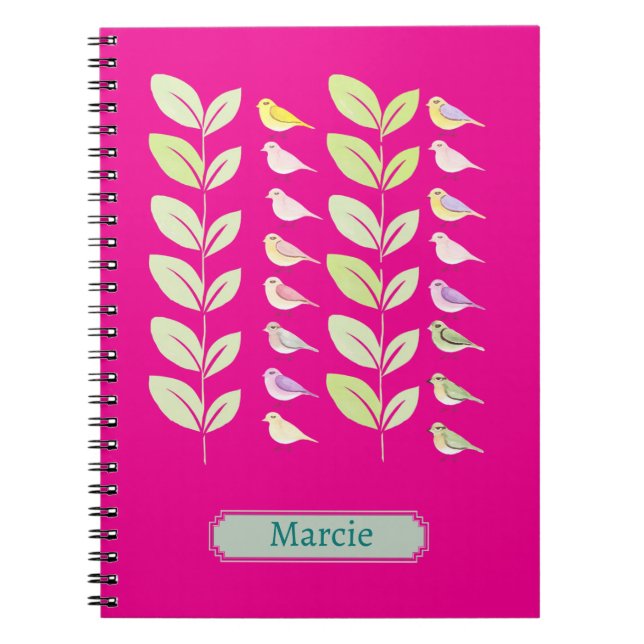 Vattenfärgfåglar och Löv Anteckningsbok (Framsidan)