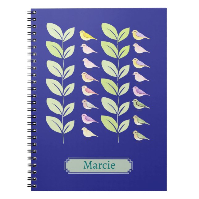 Vattenfärgfåglar och Löv Anteckningsbok (Framsidan)