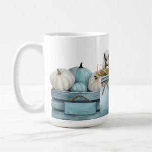 VATTENFÄRGFALL BLUE & WHITE PUMPKINS LÅDA BURK KAFFEMUGG