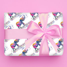 Vattenfärgfärgade elefanter presentpapper