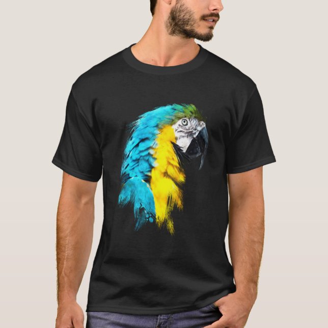 Vattenfärgfärgat Scarlet Macaw Parrot Bird Pa T Shirt (Framsida)