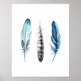 Vattenfärgfjädrar Poster