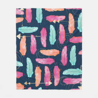 Vattenfärgfjädrar sömlösa boho mönster med fea fleecefilt